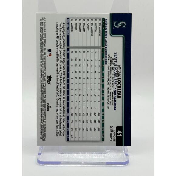 2025 Topps Chrome Tyler Locklear Rookie Negative Refractor Seattle Mariners RC - Picture 2 of 2